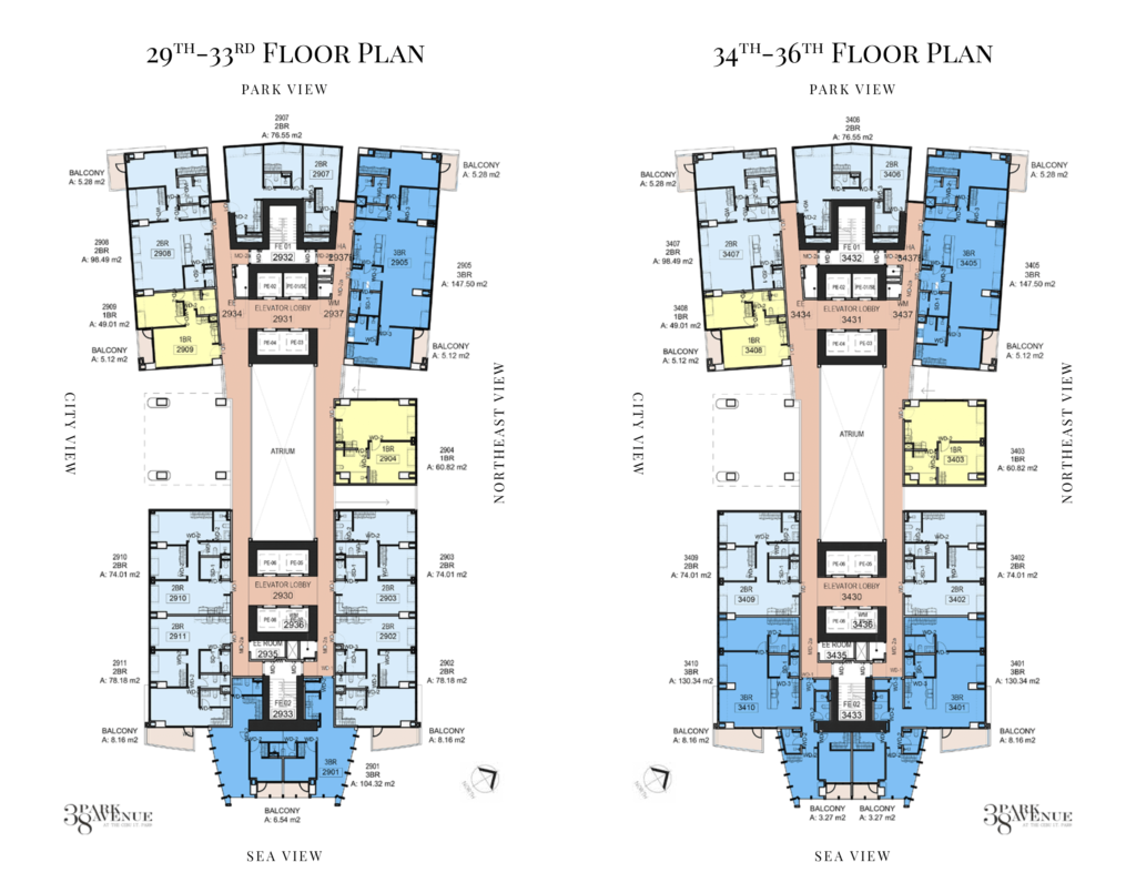38 Park Avenue Floor Plan 18 38 Park Avenue condo Cebu 29 and 36 level floor plan