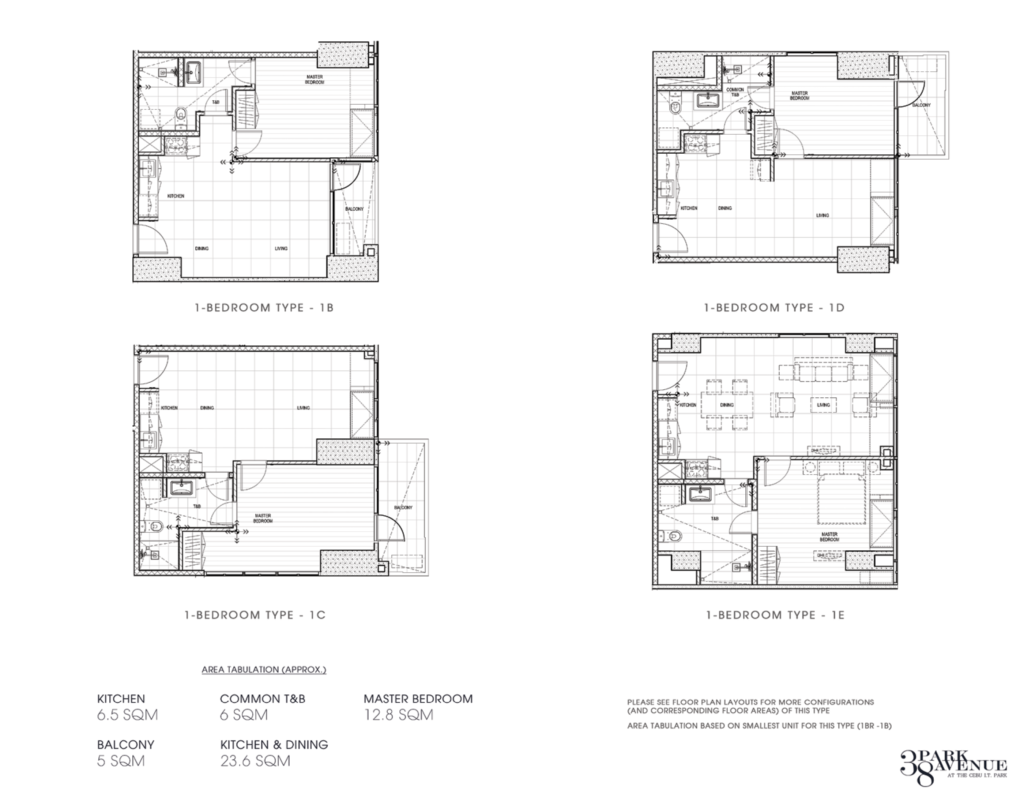 38 Park Avenue Floor Plan 7 38 Park Avenue condo Cebu 1 bedroom Type B C, D, E