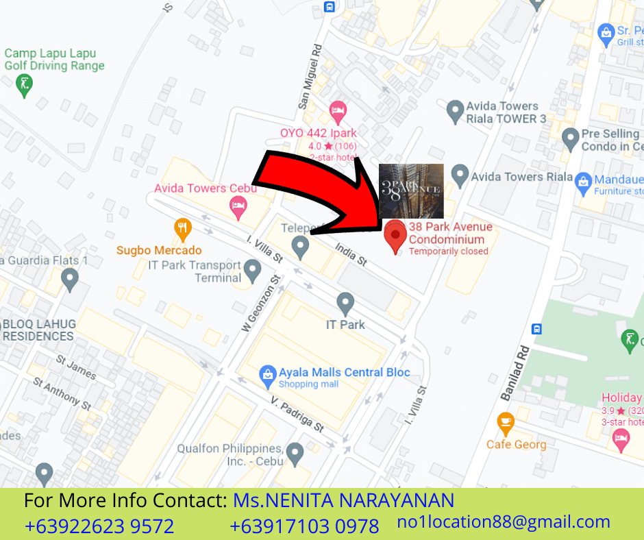 38 Park Avenue Cebu Luxury Condo for Sale 3 location map and address of38 park avenue