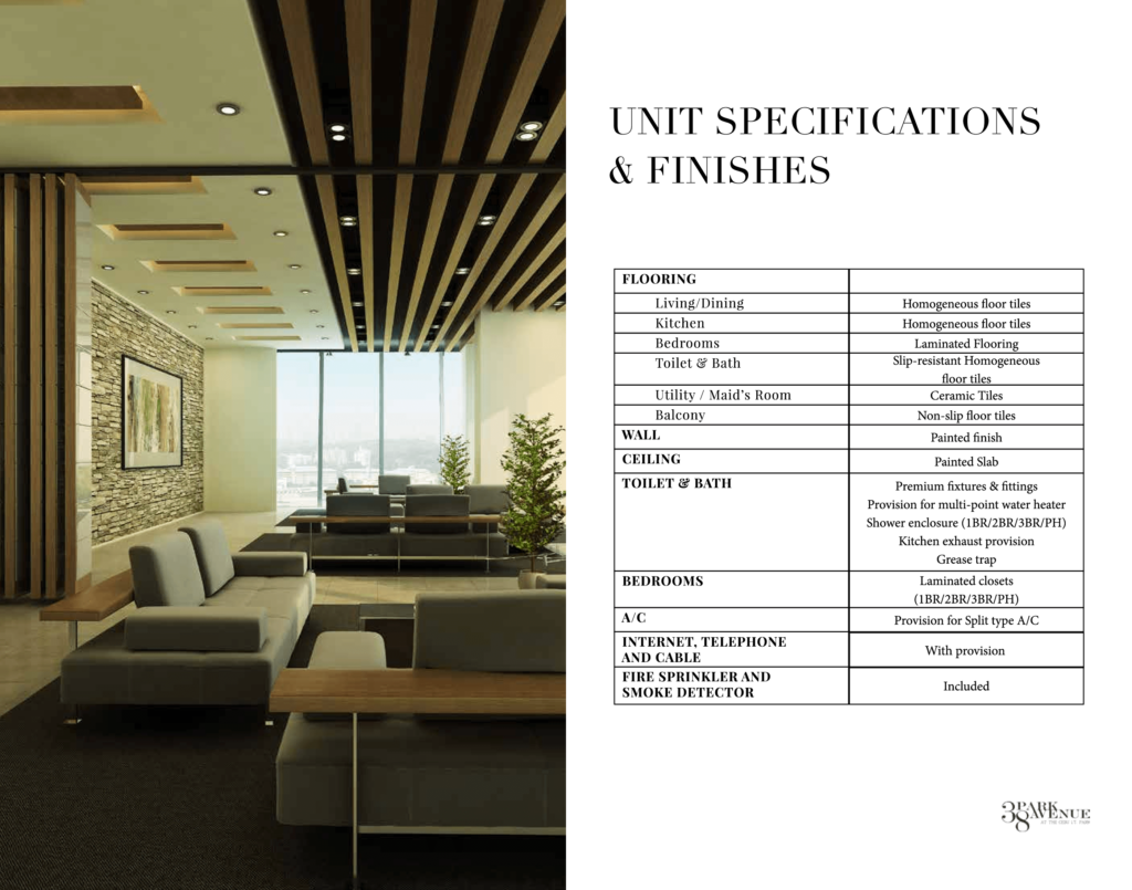 38 Park Avenue Floor Plan 19 38 Park Avenue Unit Specifications