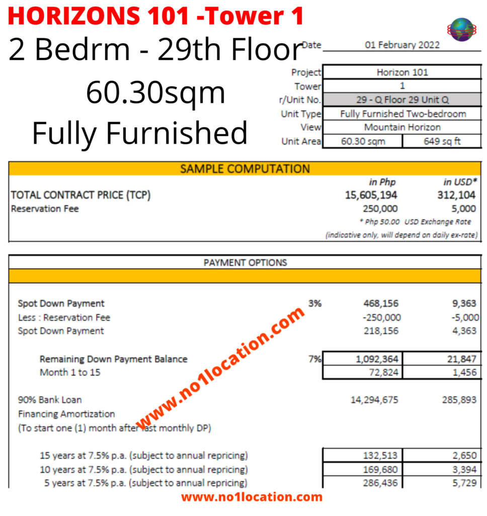 (Ultimate Returns) Horizons 101 - Condo Studio, 1 Bedroom with Terrace - Cebu City 8 2 2