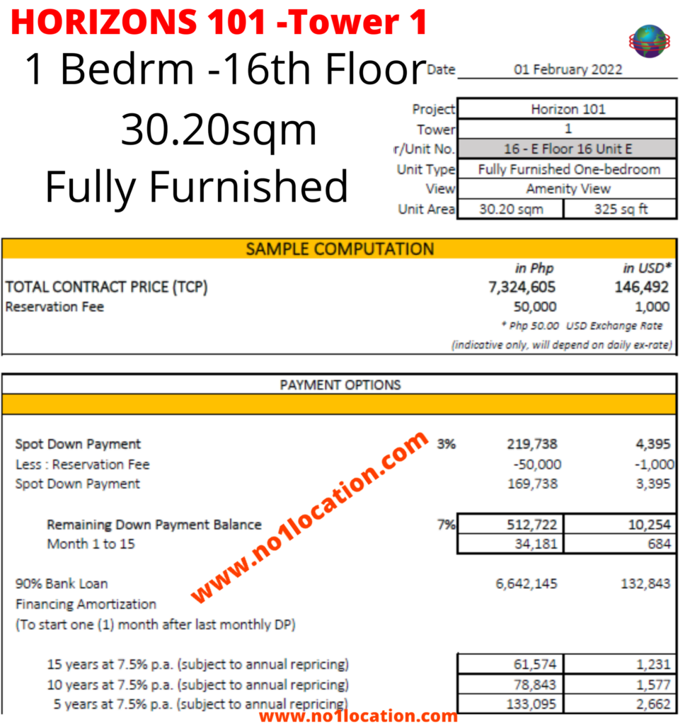 (Ultimate Returns) Horizons 101 - Condo Studio, 1 Bedroom with Terrace - Cebu City 7 3 3