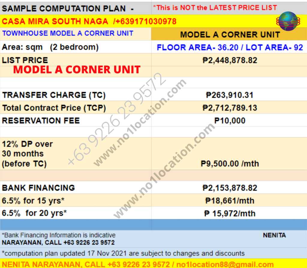 casa mira  suth naga Model A corner Unit