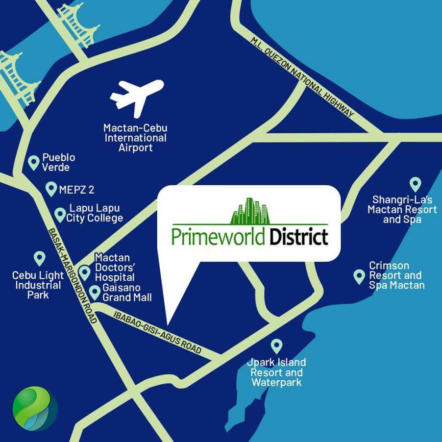 IMMEDIATE MOVE -IN on RENT TO OWN basis Primeworld District Condo in Mactan, Cebu, Philippines 2 primeworld district location map