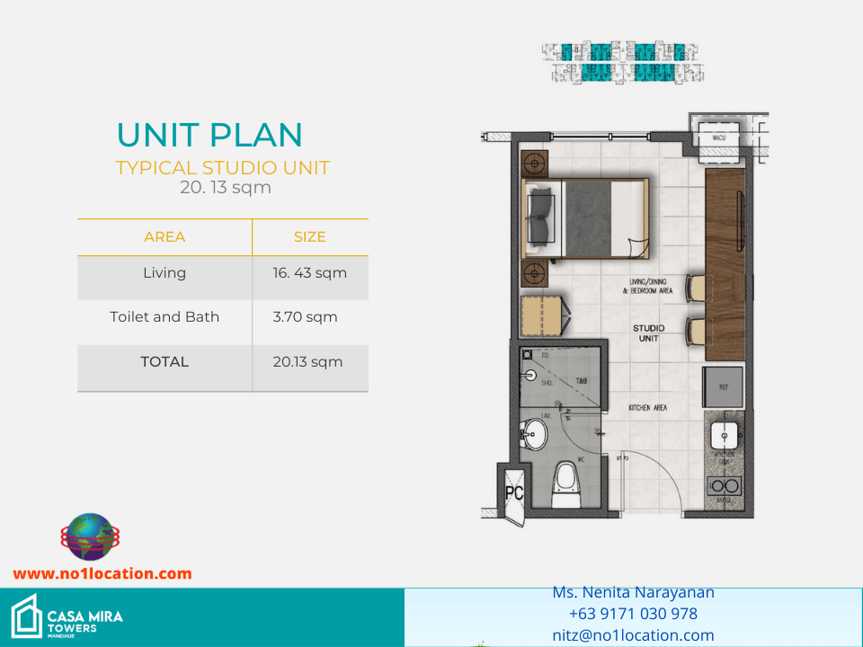 casa mira mandaue towers typical studio floor plan