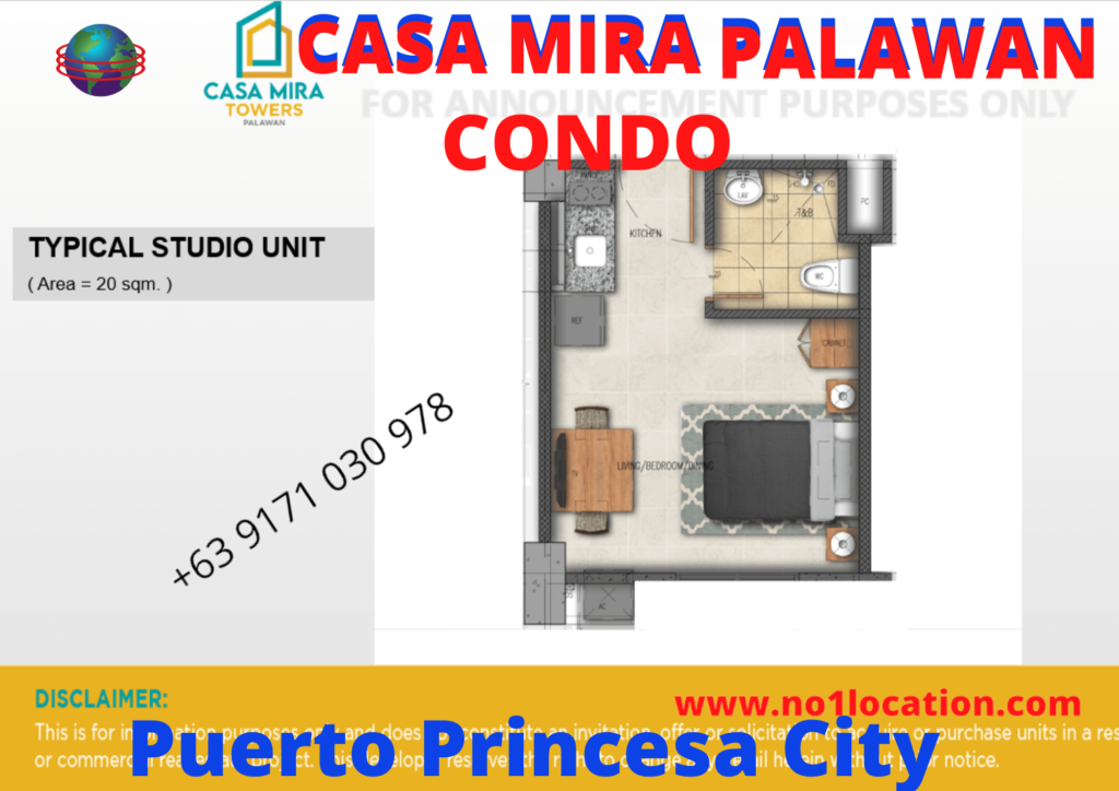 Casa Mira Towers Palawan | Below P2.99M | Condo for Sale in Palawan, Puerto Princesa | 14 Casa Mira Towers Studio Floor Plan