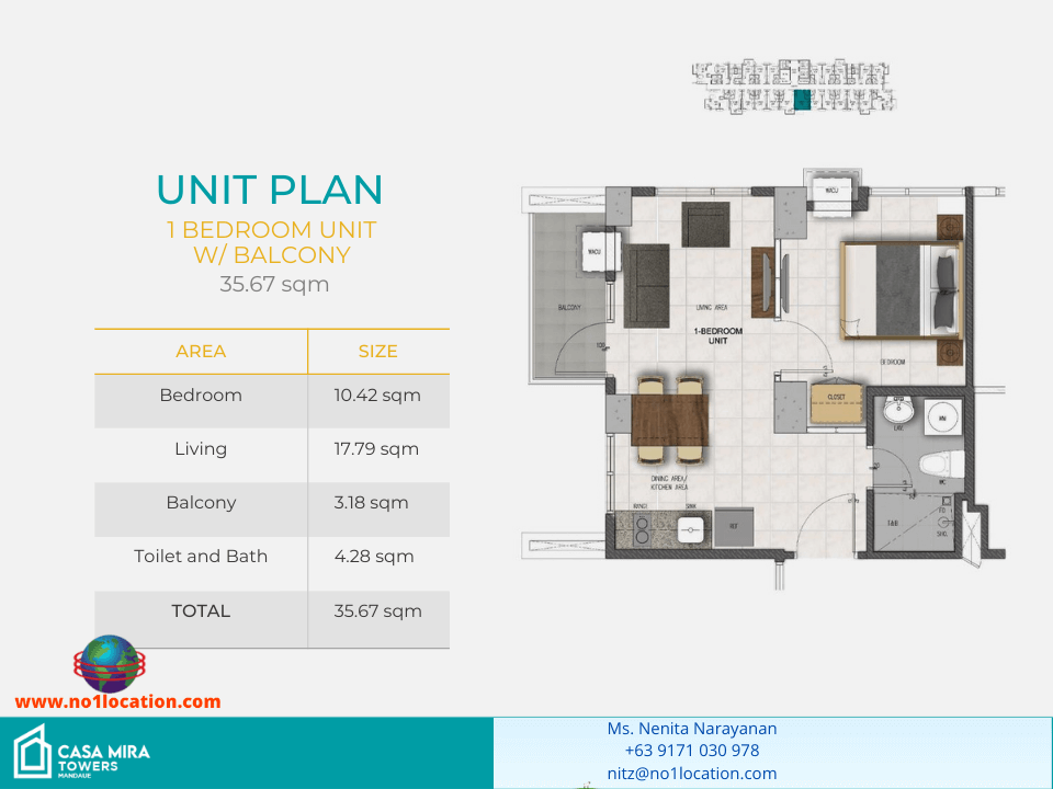casa mira towers mandaue 1 bedroom with balcony