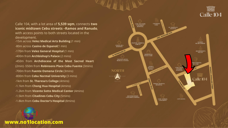 CALLE 104 Cebu Midtown Condo : Ramos Tower and Ranudo Tower - New condo for sale cebu 5 Calle 104 location map