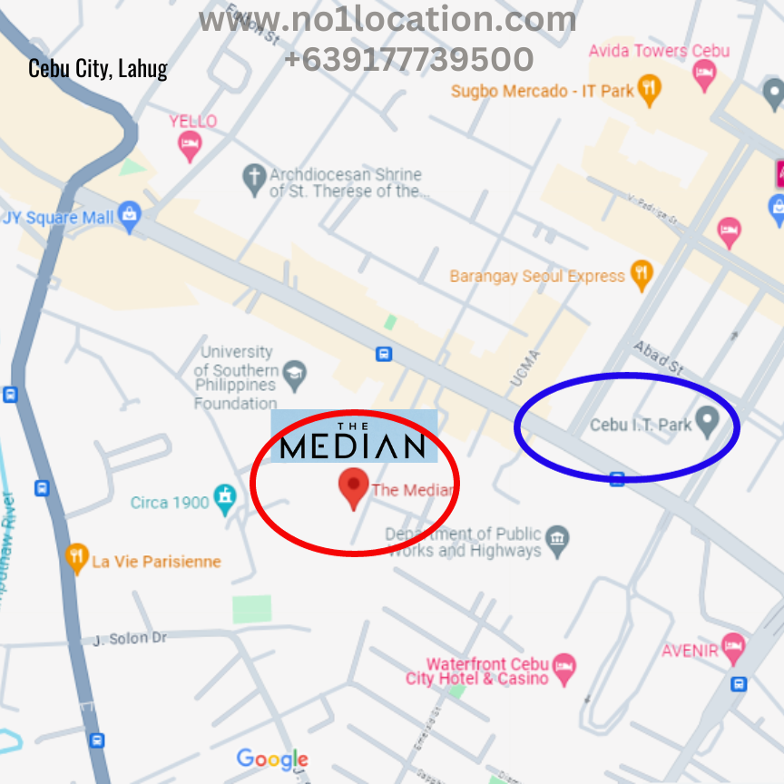 The Median Condo | New Studio For Rent P20K: 2mins Cebu IT Park | Cebu City | Lahug 5 The Median Condo - Location Map