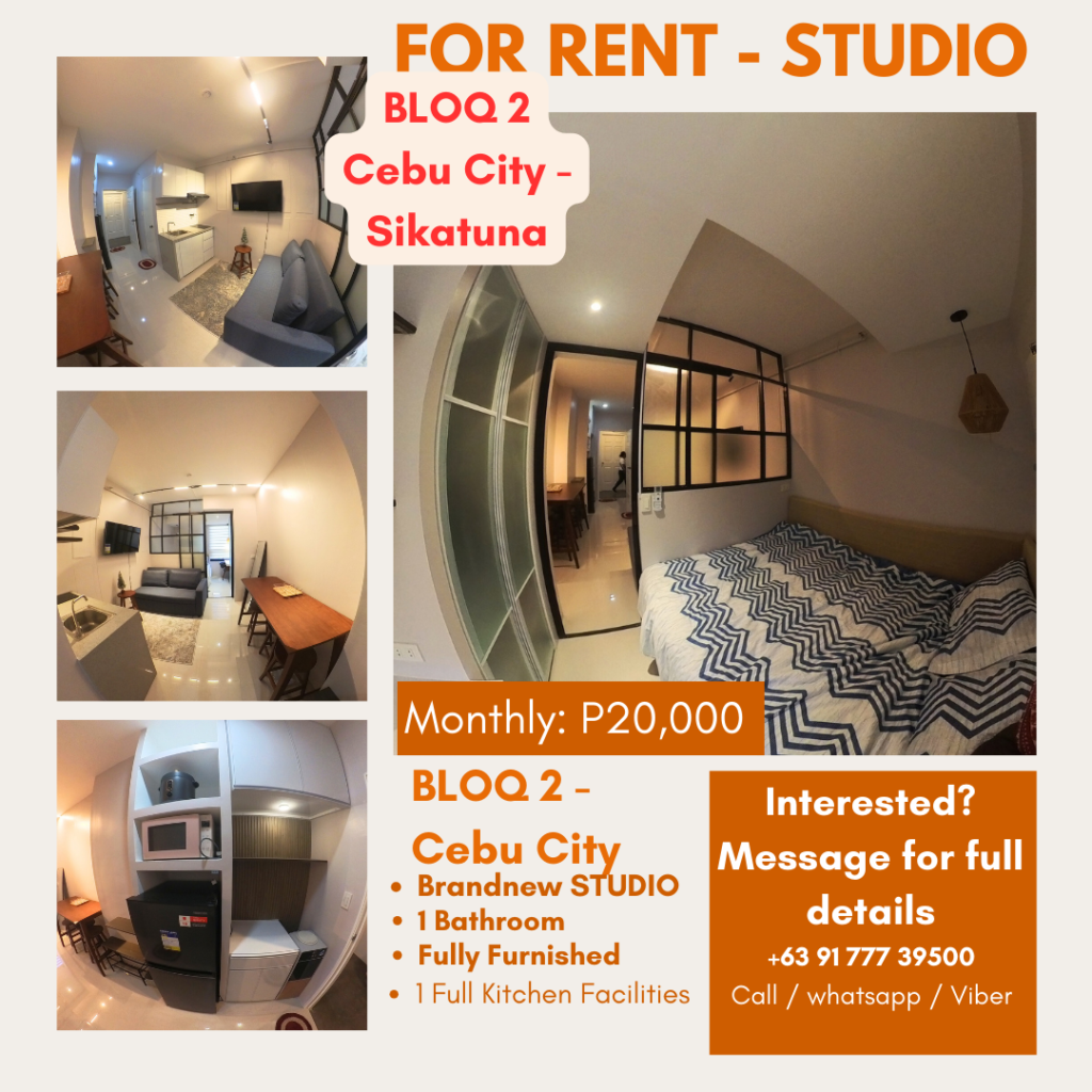 Studio For Rent – Bloq 2 Sikatuna, Cebu City – Fully Furnished (₱20,000/month) 2 Bloq-2-Sitakuna_ Studio For Rent Cebu City